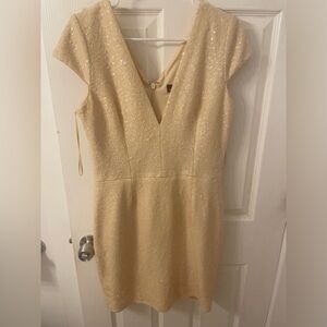 Dress the Population Cream Sequin Backless Dress